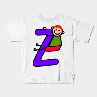 Letter Z for Boys alphabet Kids Colorful Cartoon Character Kids T-Shirt